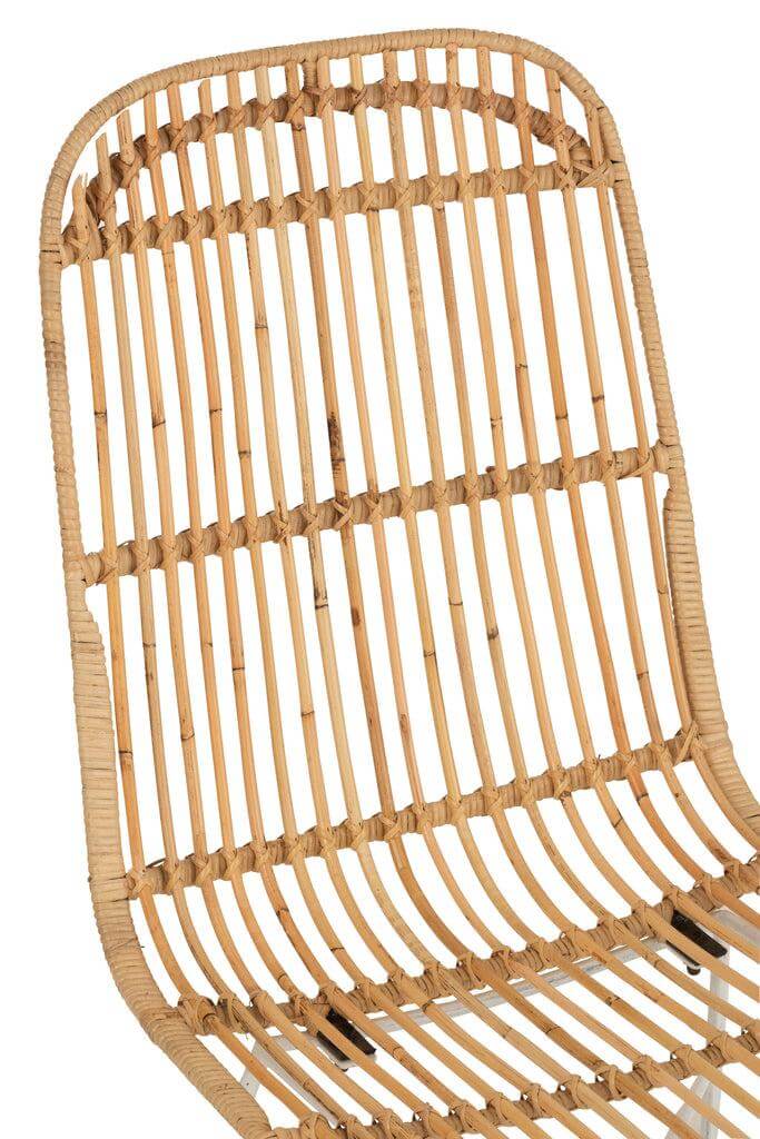 Rotan Stoel Emma J-Line Chair Ema Rattan/Metal Natural/White Width 44.5 Height 88 Length 58 Weight 5.96 kg Collection Zomer 2021 Colour Natural Material composition Rattan(70%),iron(30%) Max seating weight 120 Mounting required Yes