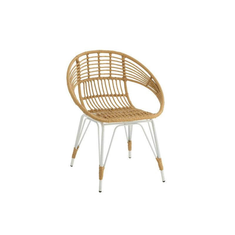 Rotan Stoel Jeanne J-Line Chair Jeanne Outdoors Met/Rattan Natural/White Width 61.5 Height 79 Length 64 Weight 4.56 kg Collection Zomer 2022 Colour Natural Material composition Rattan(25%),iron(72%),cloth(3%) Max seating weight 140 Seat height 47 Mounting
