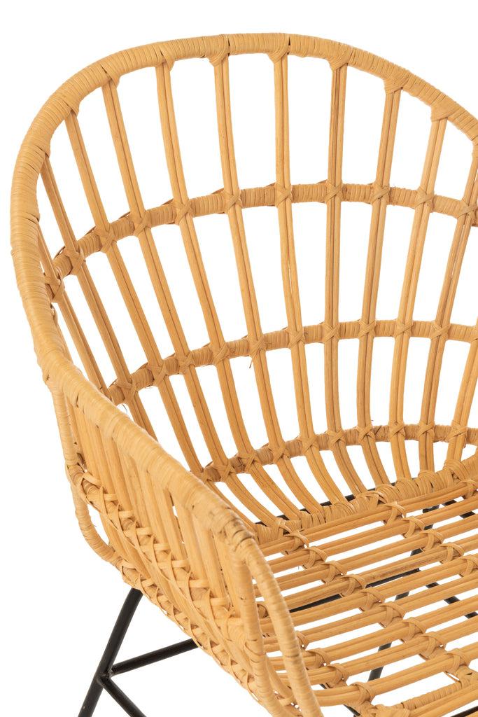 Rotan Stoel Keni J-Line Chair Keni Rattan/Metal Natural/White Width 58 Height 80 Length 55 Weight 7 kg Collection Zomer 2021 Colour Natural Material composition Iron(40%),rattan(60%) Mounting required Yes