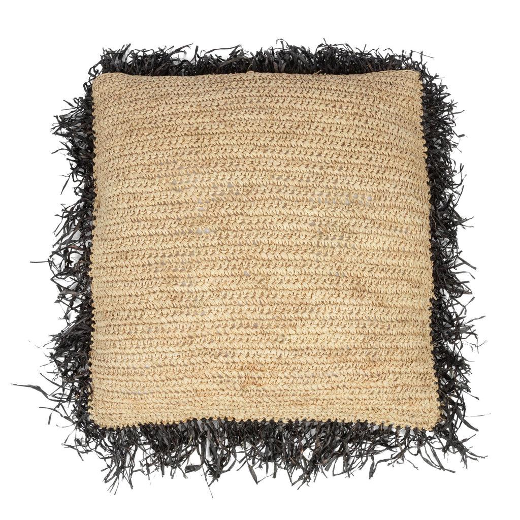 De Raffia Kussenhoes - Naturel Zwart - 60x60