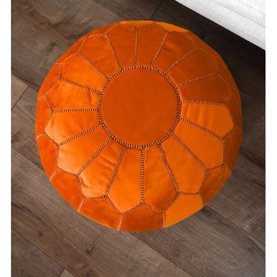 Fluwelen poef - oranje-poef van leer-Poufs & Pillows-Ik Hout ervan.