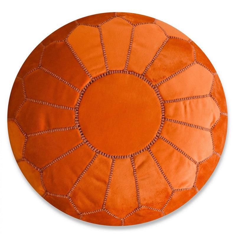 Fluwelen poef - oranje-poef van leer-Poufs & Pillows-Ik Hout ervan.