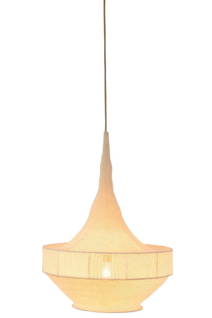 Hanglamp Handgebreid Beige Groot J-Line Hanglamp Handgebreid Beige Groot Breedte: 30 cm - Hoogte: 70 cm - Lengte: 55 cm - Gewicht: 1.74 kg - Kleur: Beige - Materiaalsamenstelling: IJzer (20%), Viscose (70%), Fitting (10%) - Montage vereist: Ja - Stopconta
