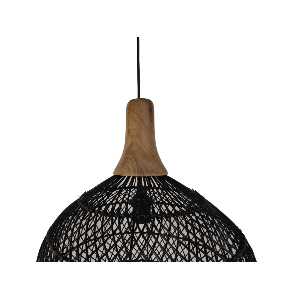 Hanglamp Rotan - 43x43x46 - Zwart/Natural - Rotan/teak-Hanglampen-HSM Collection-Ik Hout ervan.