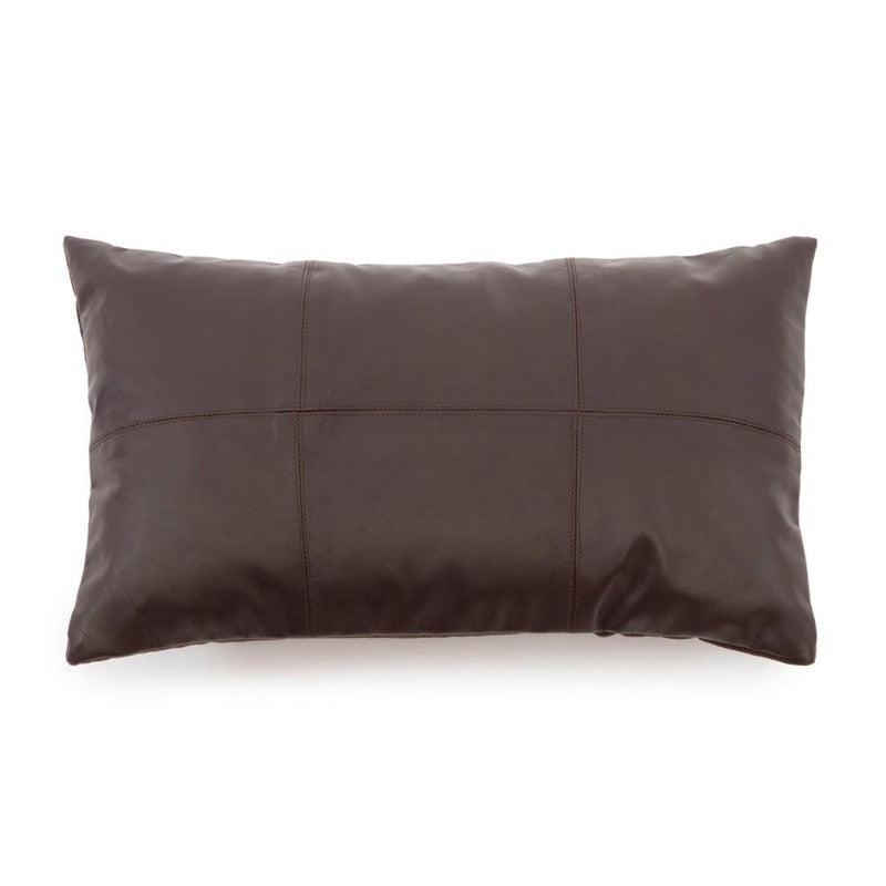 Het Six Panel Leather Kussenhoes - Chocolade - 30x50