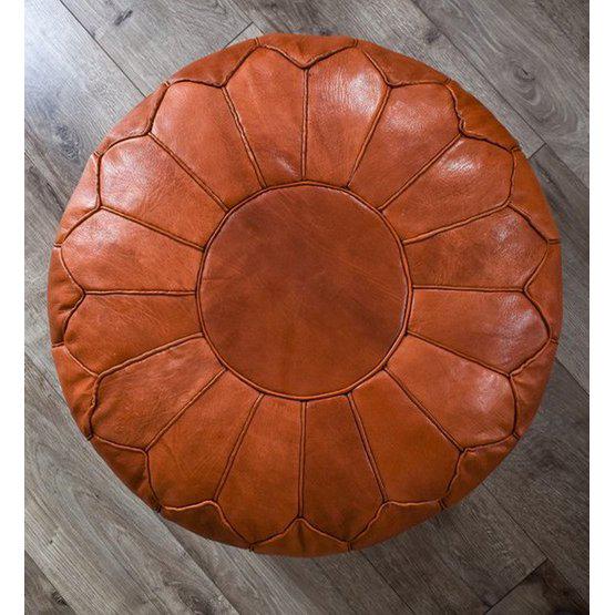 Leren poef - cognac glanzend (XL) - gevuld geleverd-poef van leer-Poufs & Pillows-Ik Hout ervan.