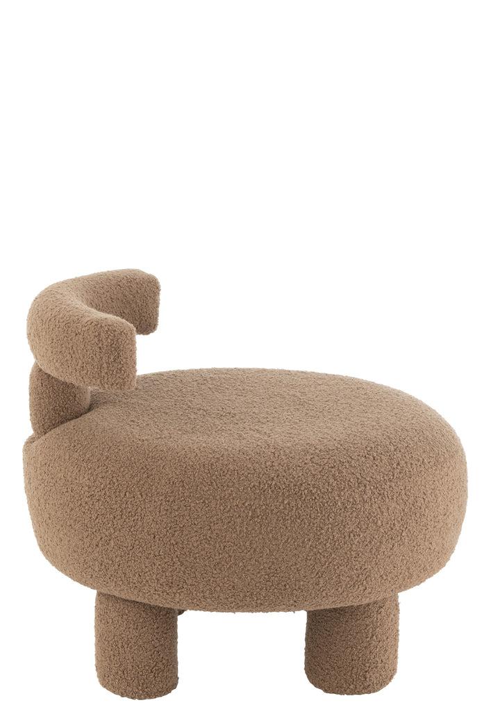 Ronde Boucle stoel Velvet Brown J-Line Stool Round With Chairback Velvet Brown Width 52 Height 49 Length 52 Weight 5.22 kg Collection Winter 2023 Colour Brown Material composition Sponge(30%),mdf(40%),velvet(30%) Seat height 28