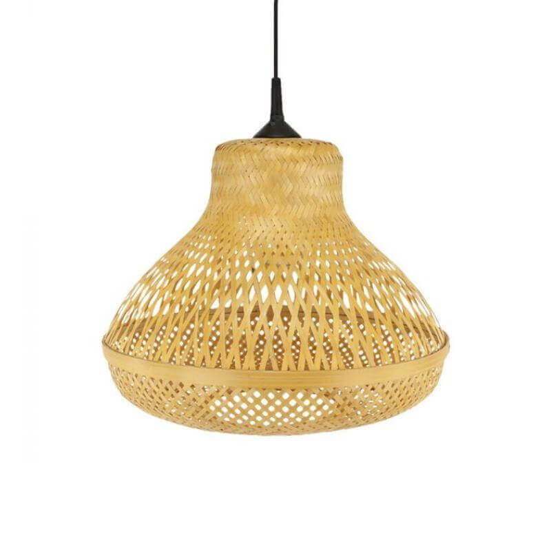 Stijlvolle Bamboe hanglamp Susilo, perfect voor boho en urban jungle interieurs, afmeting 40x40x32 cm, exclusief pendelsnoer en fitting.