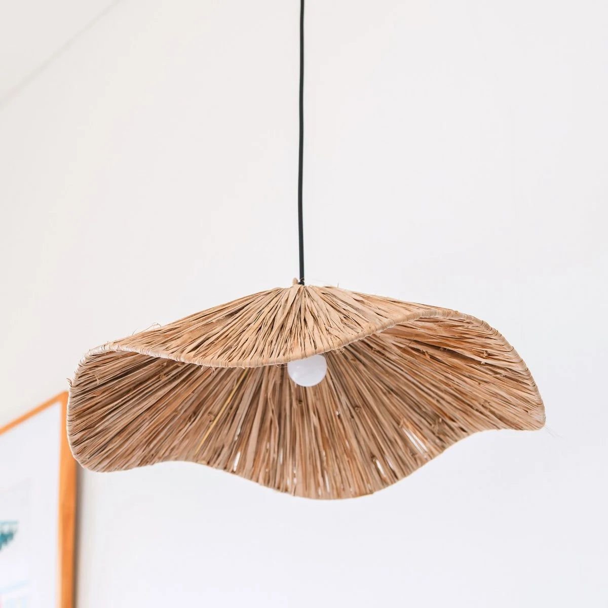 Stijlvolle boho raffia lampenkap Tampah Ø 53 cm, handgemaakt voor een warme sfeer in huis.