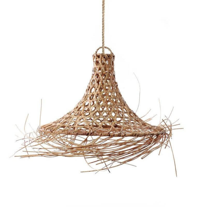 Handgemaakte De Mykonos Hanger van rotan in boho-stijl, perfect voor slaapkamer, woonkamer of buitenruimte, zonder elektra.