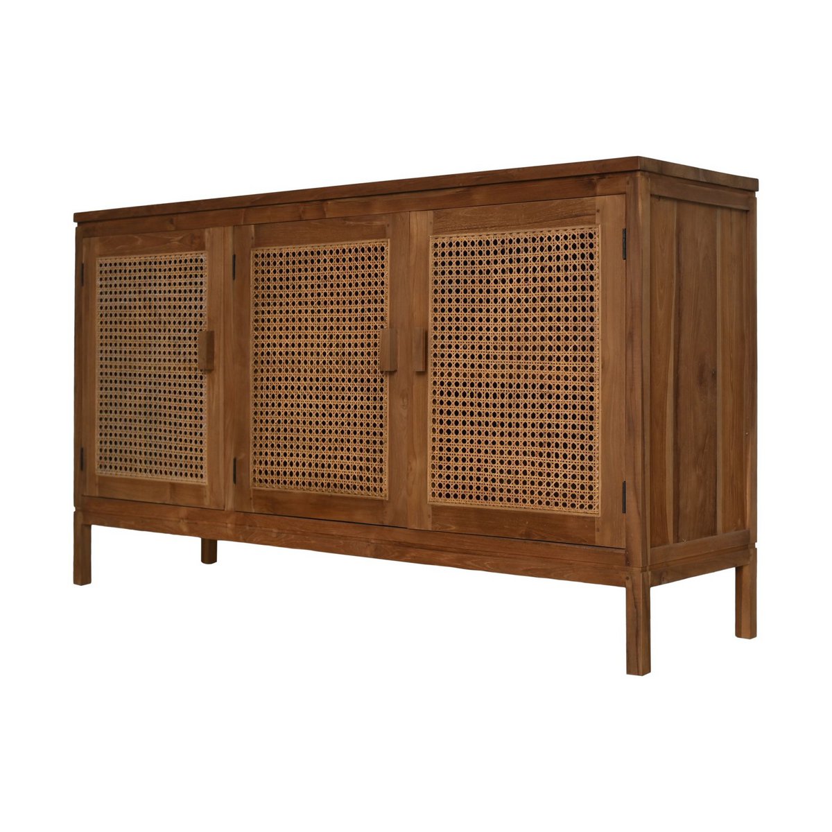 Dressoir 3 deuren - 150x42x85- Naturel - Teak/rotan-dressoirs-HSM Collection-Ik Hout ervan.