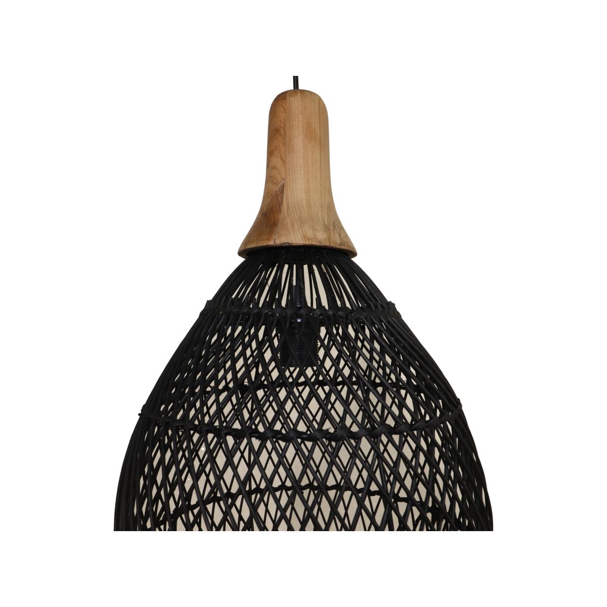 Hanglamp Rotan - 34x34x58 - Zwart/Natural - Rotan/teak-Hanglampen-HSM Collection-Ik Hout ervan.