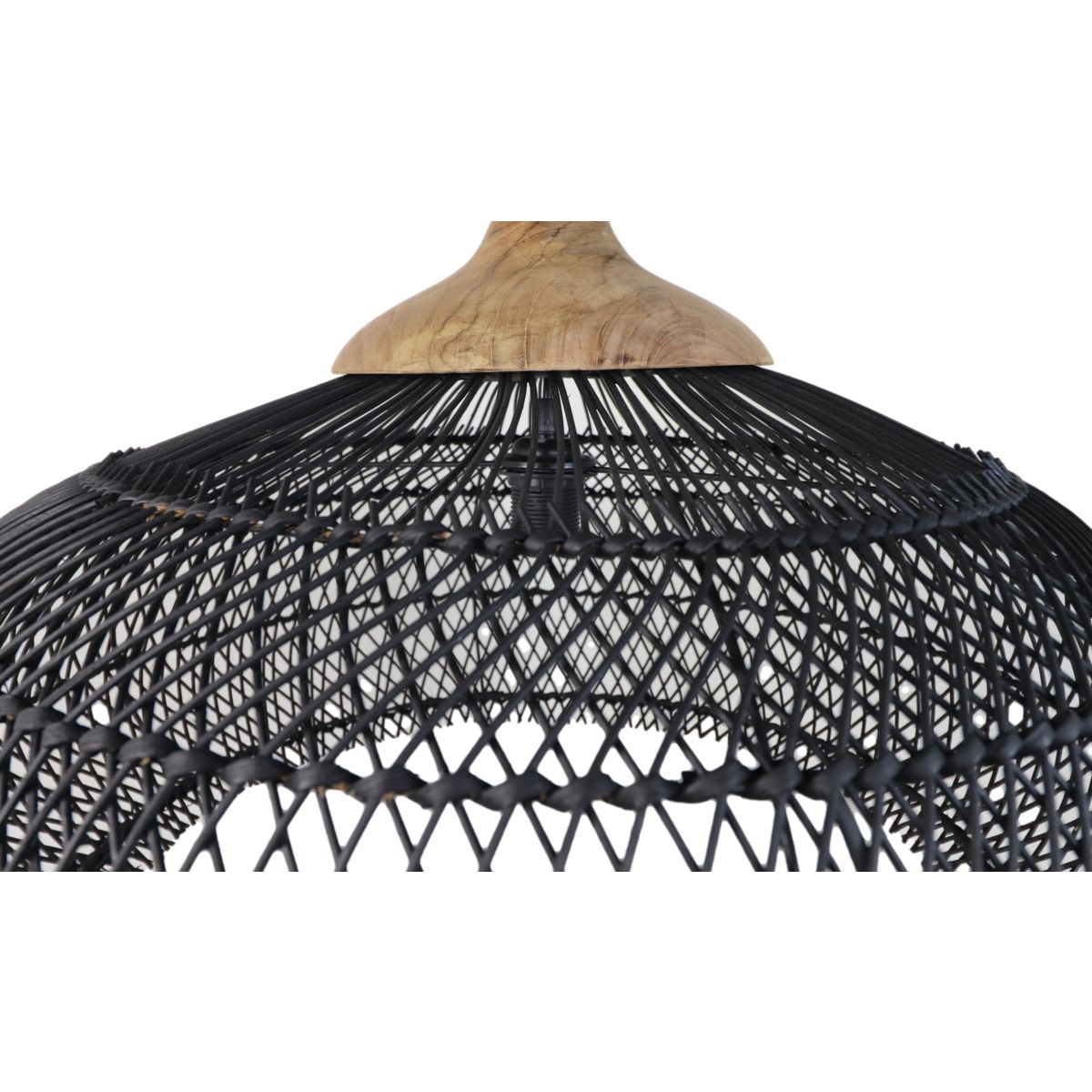 Hanglamp Rotan - 65x65x40 - Zwart/Natural - Rotan/teak-Hanglampen-HSM Collection-Ik Hout ervan.