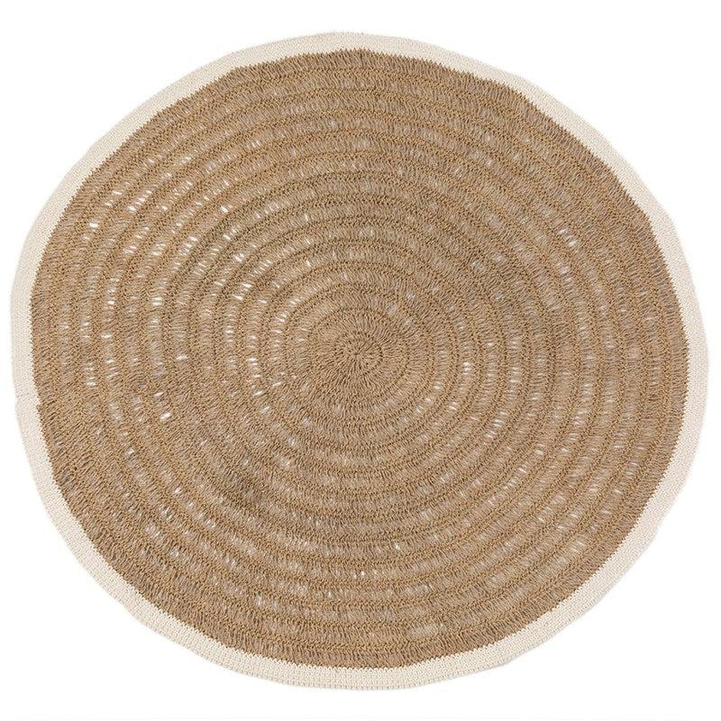 Het Seagrass & Katoen Rond Tapijt - Naturel Wit - 200