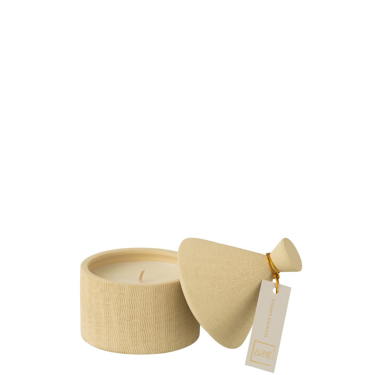 J-Line geurkaars - keramiek - Pot Coconut Beach - beige - 40U-J-Line-Ik Hout ervan.