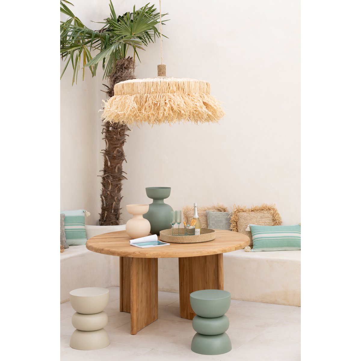 J-Line hanglamp Rond - jute - naturel-J-Line-Ik Hout ervan.