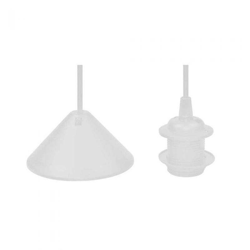 Pendelsnoer met E27 fitting en kap voor plafondlamp, verkrijgbaar in twee kleuren. Afmetingen: 142x12x12 cm. Gratis verzending vanaf €75,-.