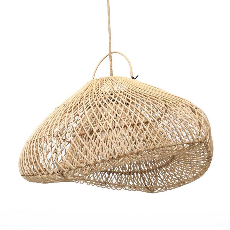 Rotan hanglamp The Cloud XXL, wolkvormig ontwerp, boho chic natuurlijk rotan voor elke kamer, tropische elegantie en sfeer.